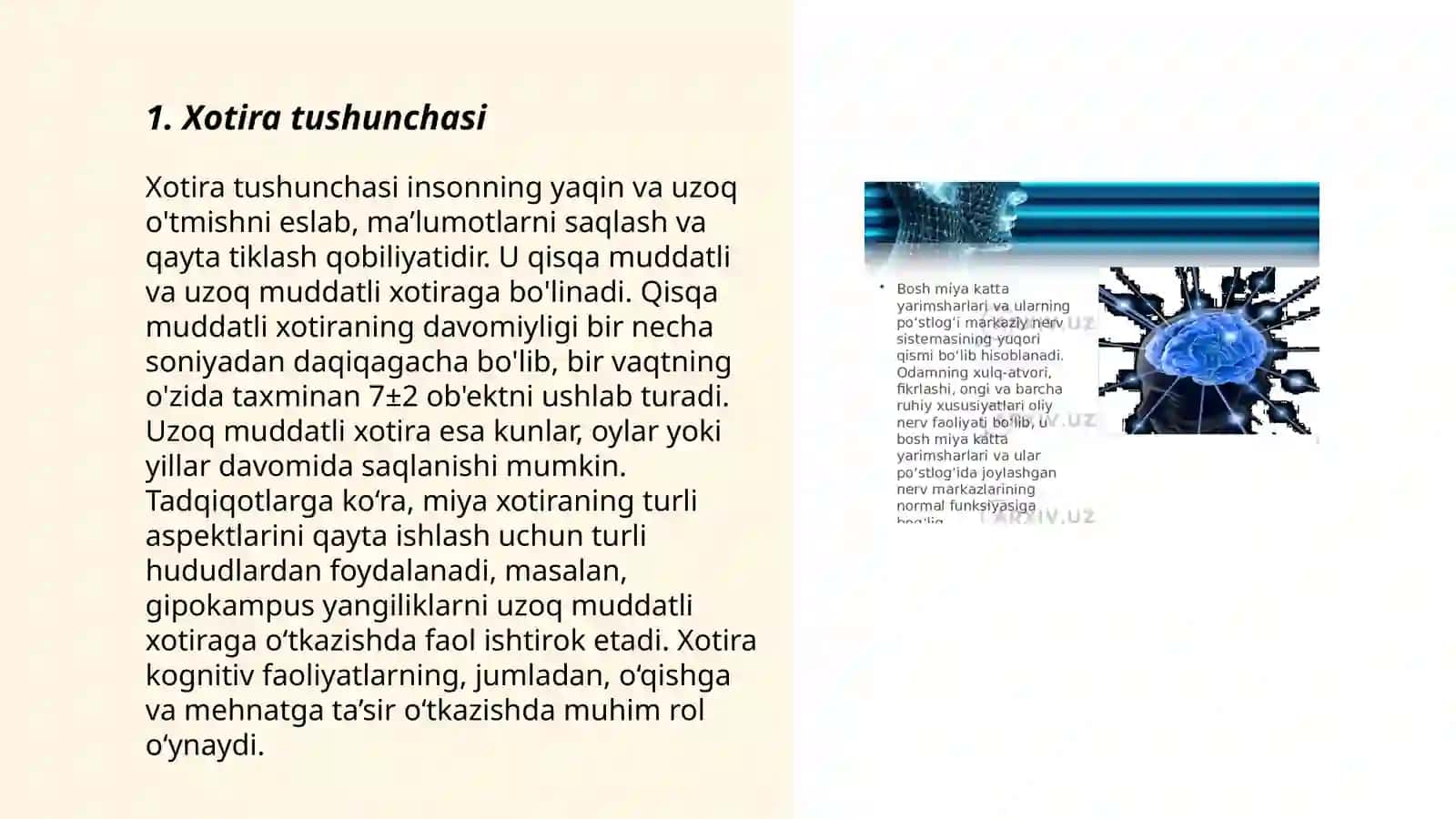 Xotira haqida tushuncha va uning nerv-fiziologik asosi 3