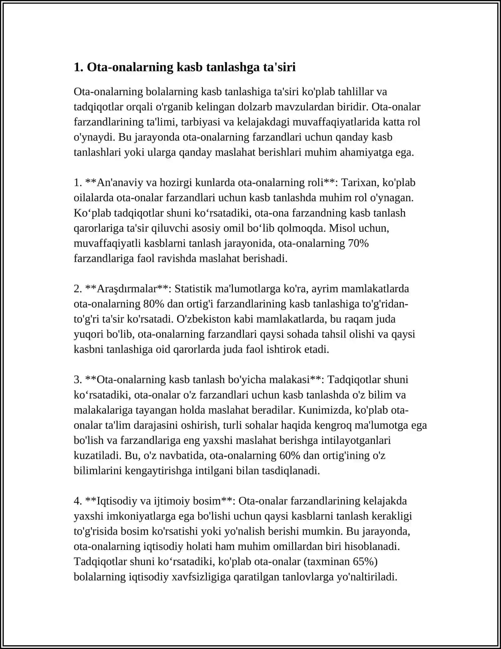 KASB TANLASHDA OTA-ONALARNING TUTGAN OʻRNI 3