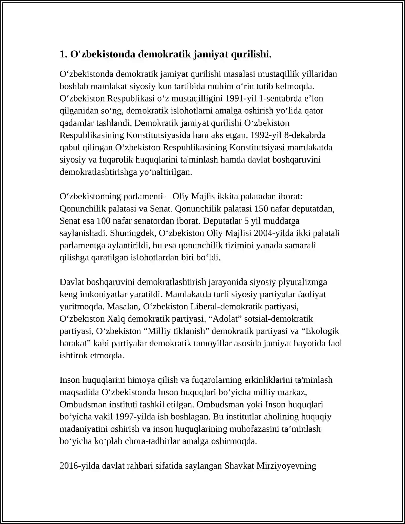O'ZBEKISTONDA DEMOKRATIK FUQOROLIK ASOSLARINI YARATILISHI 3