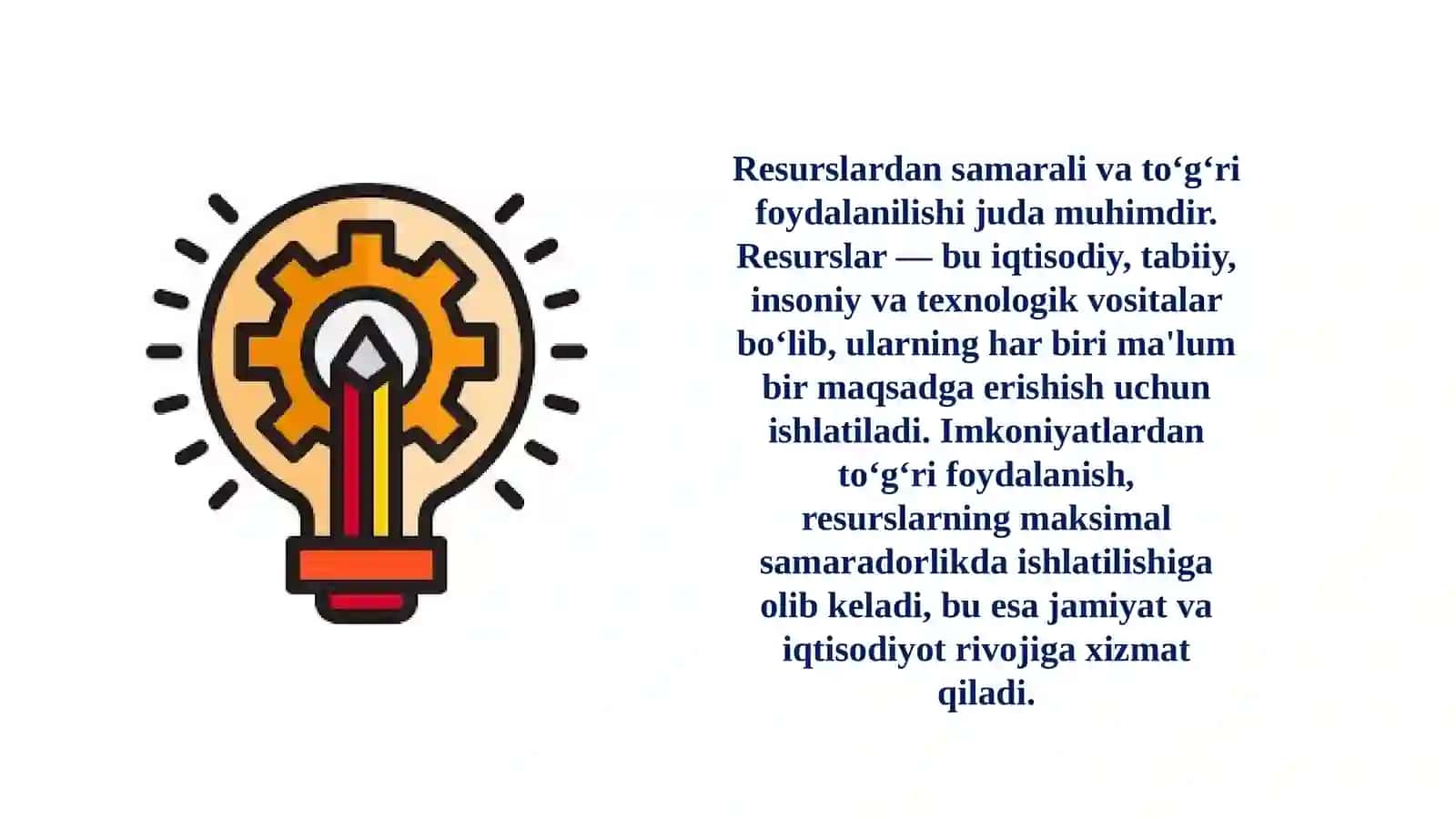 Resurslar va imkoniyatlar 3