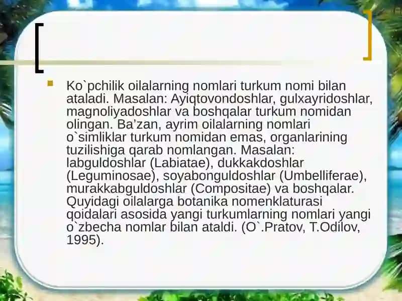 O'simliklarning taksanomik birliklari morfologik tuzilishi 3