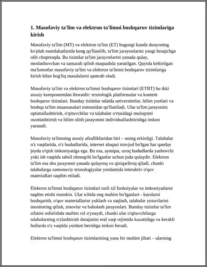 MASOFAVIY TA’LIM. ELEKTRON TA’LIMNI BOSHQARUV TIZIMLARI 3