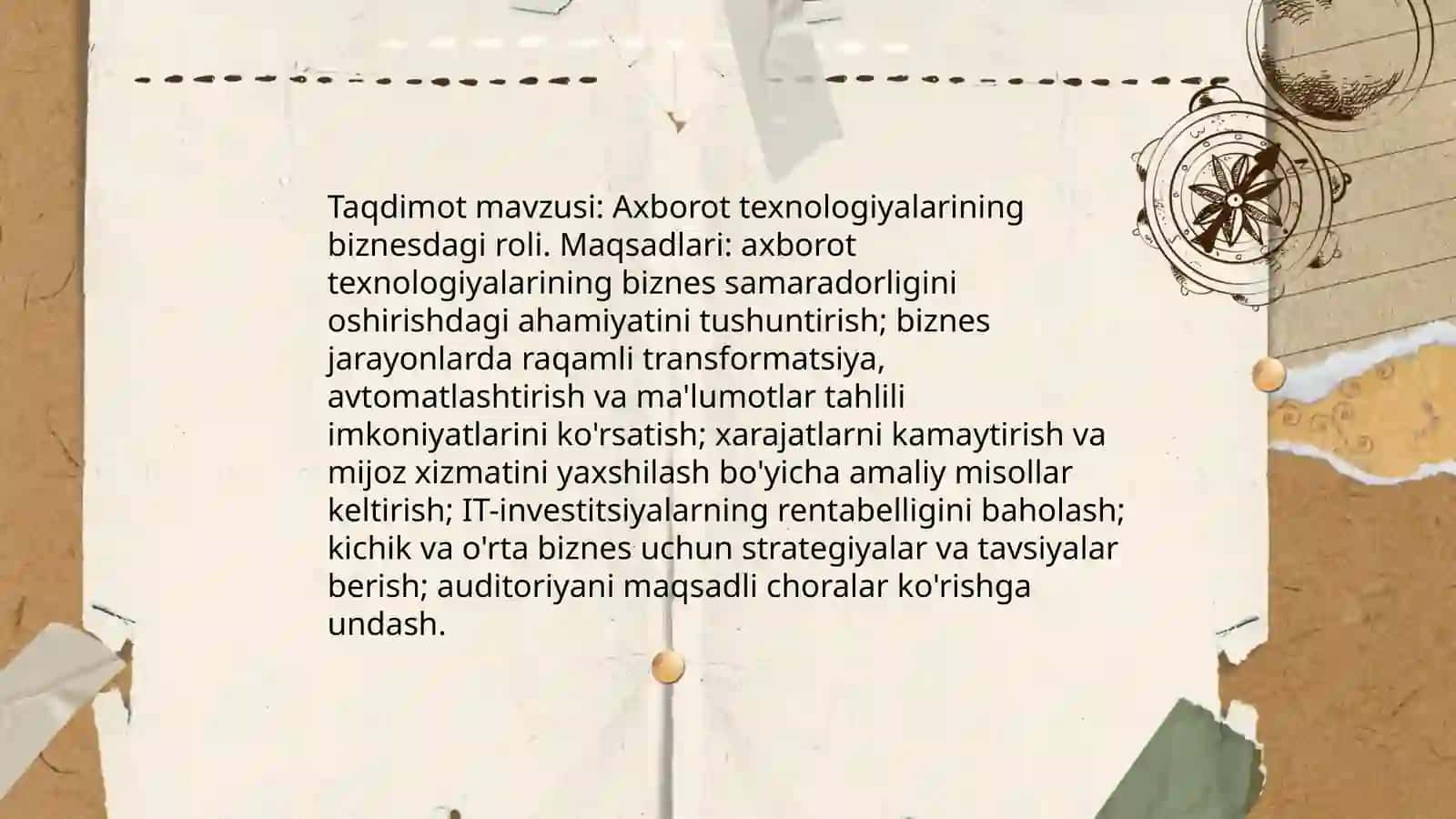 Axborot texnologiyalarining biznesdagi roli mavzusi 3