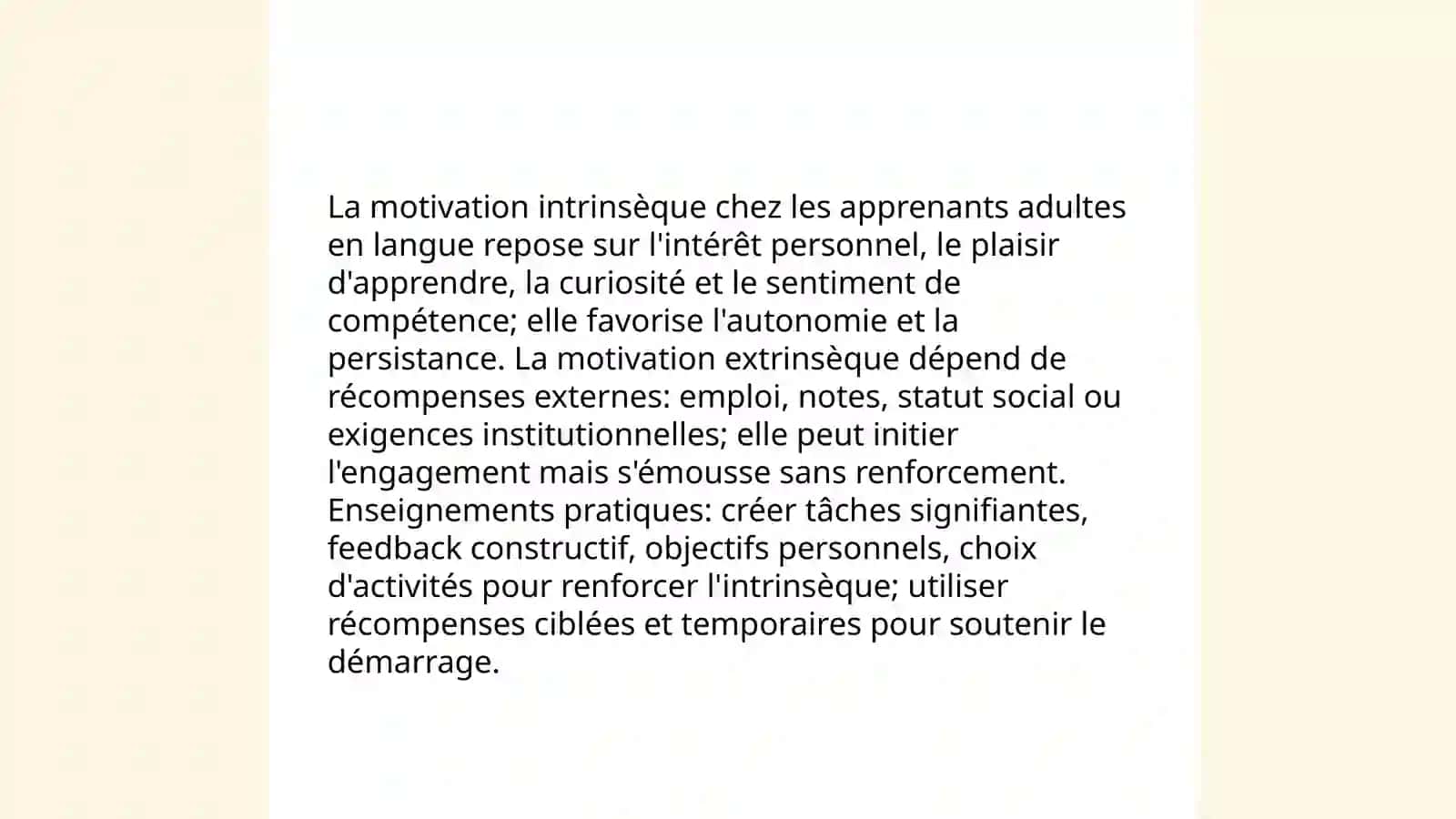 Motivation et engagement des apprenants adultes en cours de langue 3