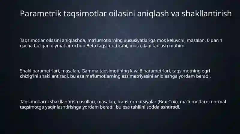 Parametrik statistik alomat tuzish usullari 3