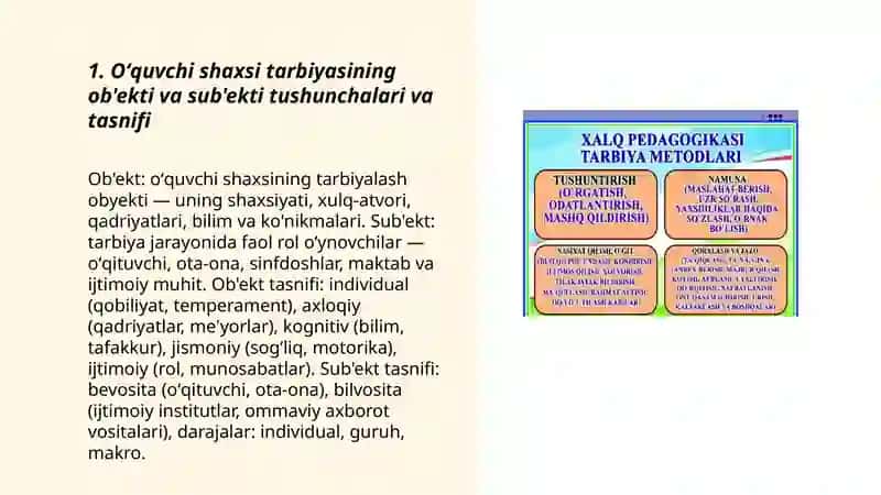 Oʻquvchi shaxsi tarbiyasining ob'ekti va sub'ekti 3