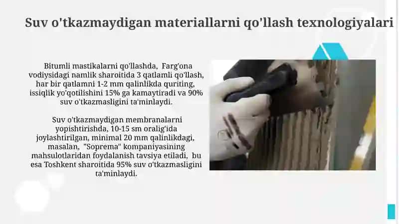 Suv o'tkazmaydigan materiallarni qo'llash texnologiyalari 3