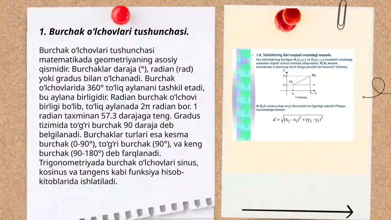 Burchak o‘lchovlari turlarini o‘rganish va har bir o‘lchov turining qo‘llanilish sohasini aniqlash 3