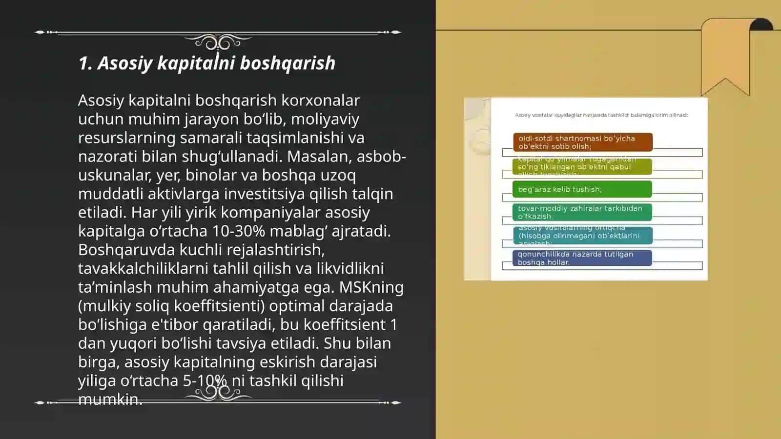 Asosiy va Aylanma kapitaldan samarali foydalanish 3