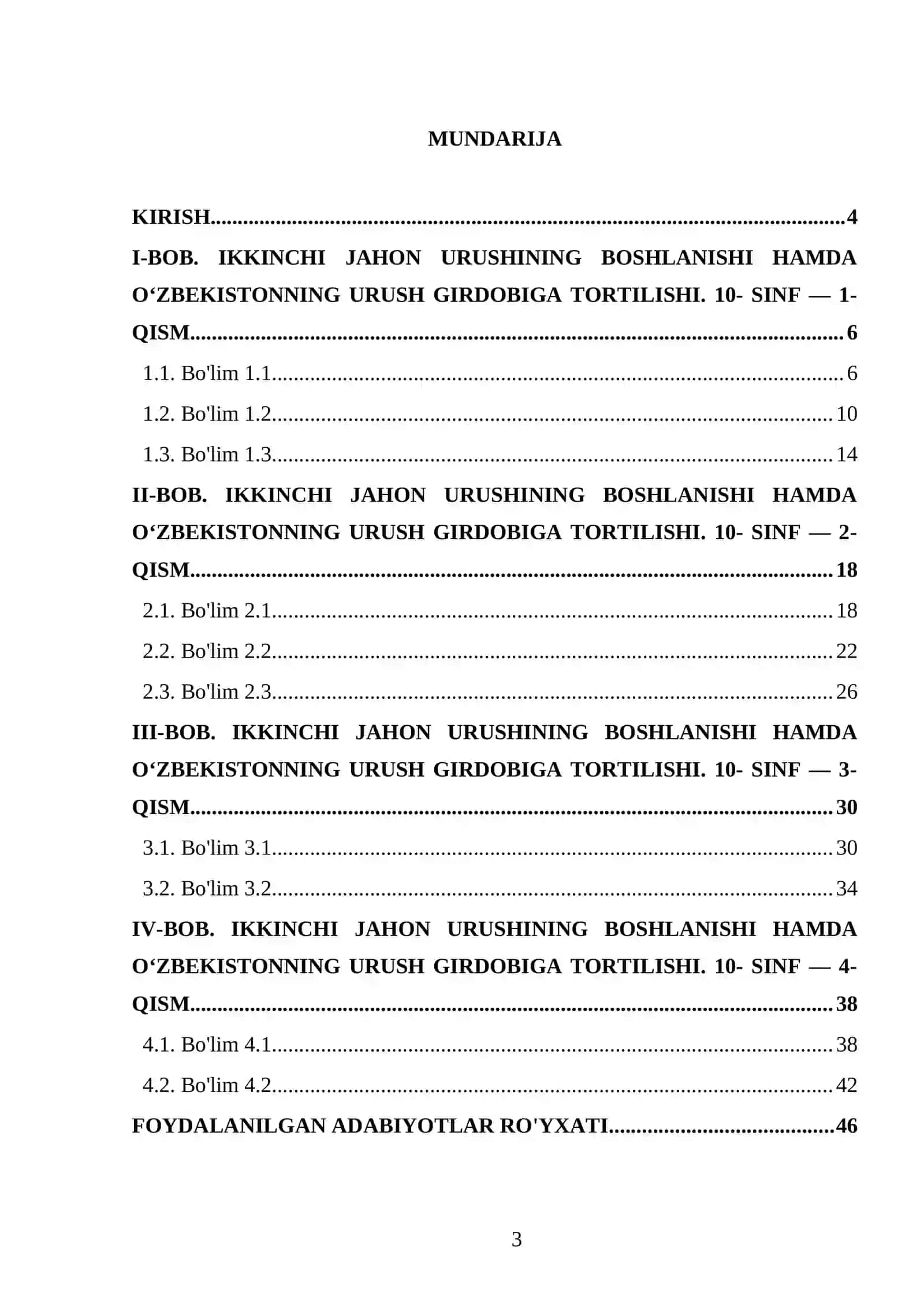 IKKINCHI JAHON URUSHINING BOSHLANISHI HAMDA O‘ZBEKISTONNING URUSH GIRDOBIGA TORTILISHI. 10- SINF 3