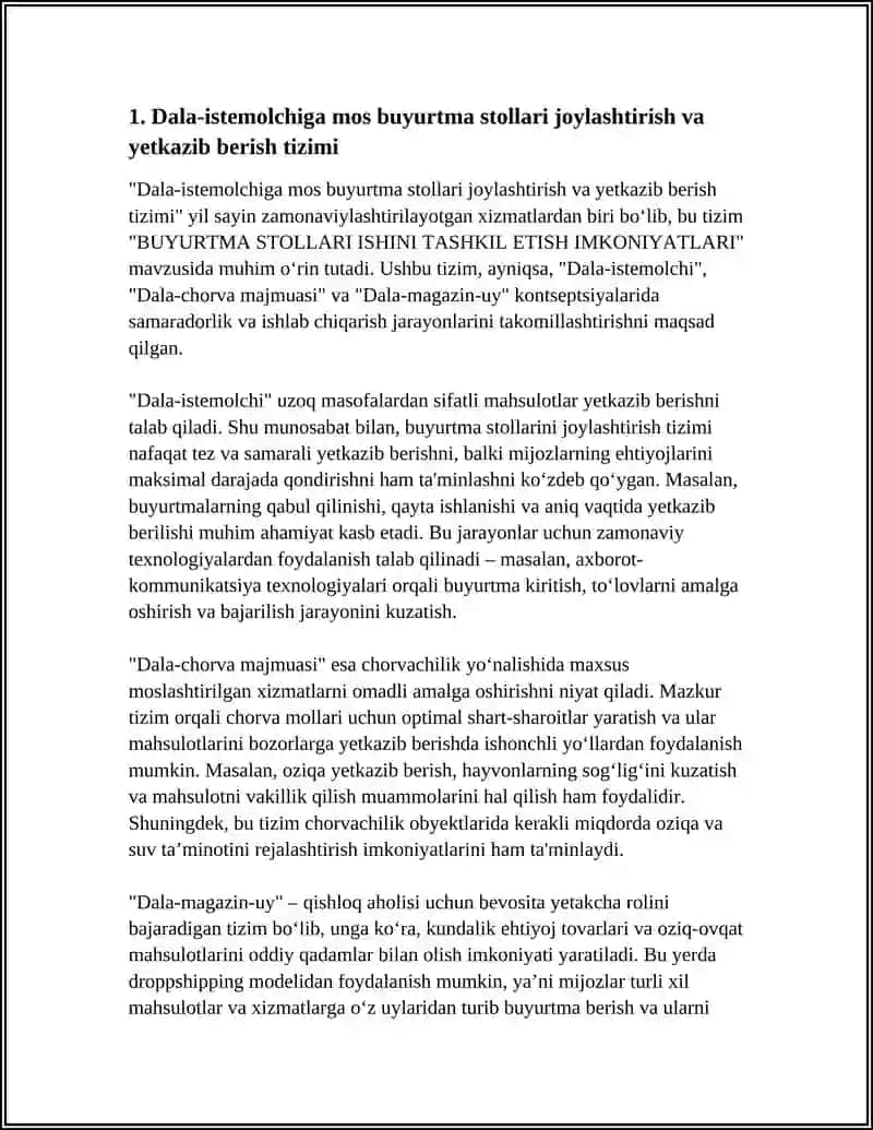 BUYURTMA STOLLARI ISHINI TASHKIL ETISH IMKONIYATLARI 3