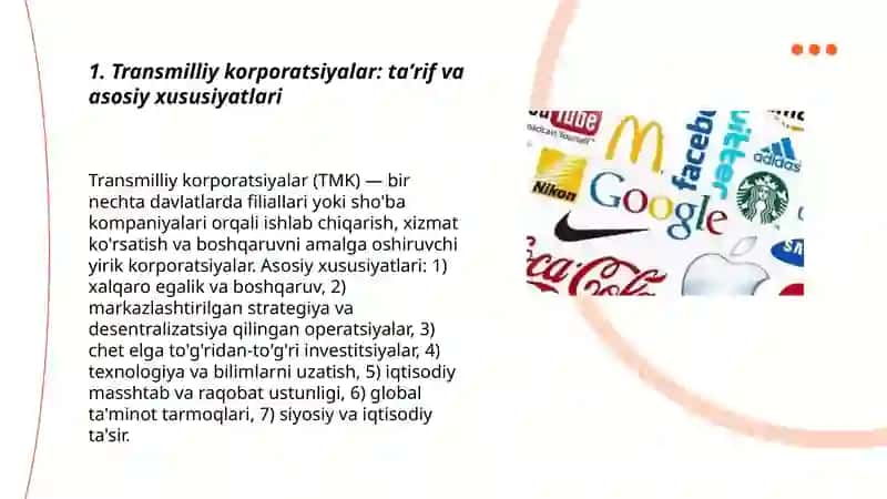 Transmilliy korporatsiyalar: taʼrif va asosiy xususiyatlari 3