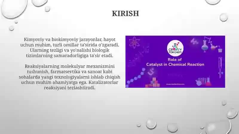 Kimyoviy va Biokimyoviy jarayonlar tezligi hamda mexanizmiga tasir etuvchi faktorlar 3