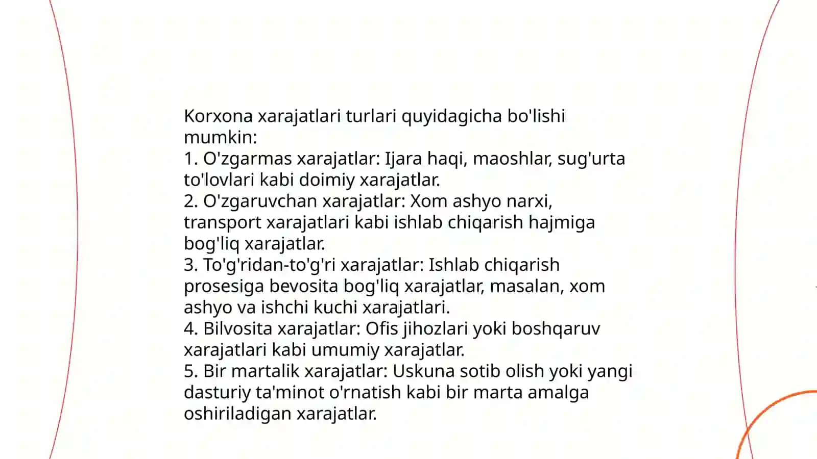 Korxona xarajatlari va foydasi 3