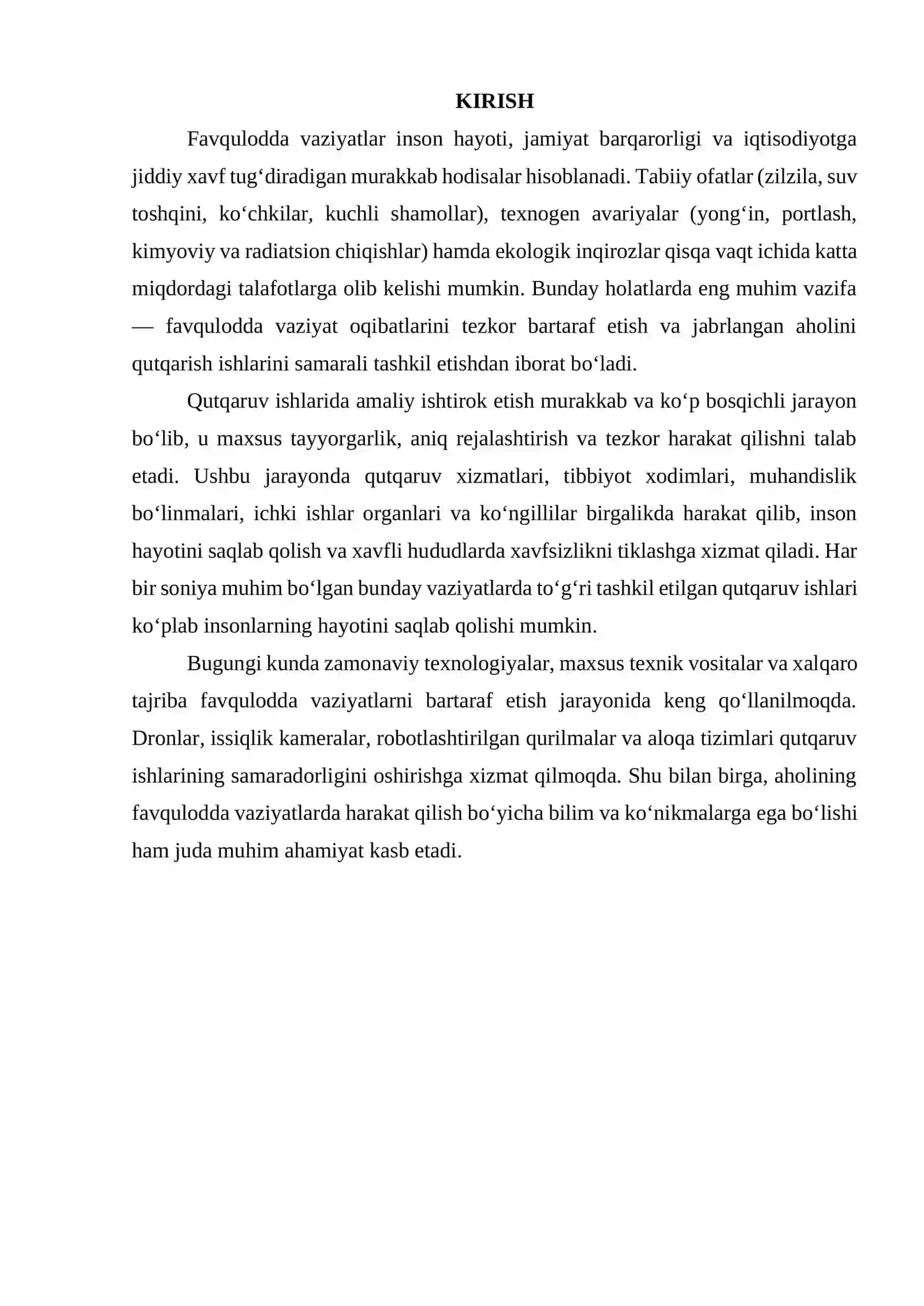 Favqulodda vaziyat oqibatlarini tugatish va qutqarish ishlarida amaliy ishtirok etish. 3