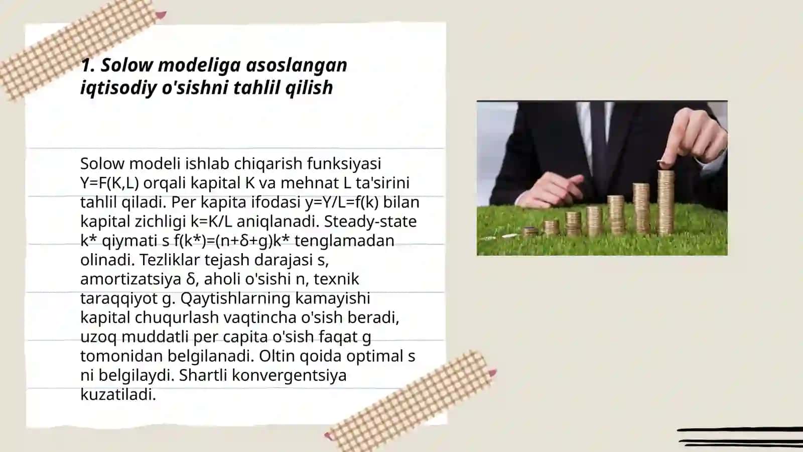 Solow modeliga asoslangan iqtisodiy o'sishni tahlil qilish 3