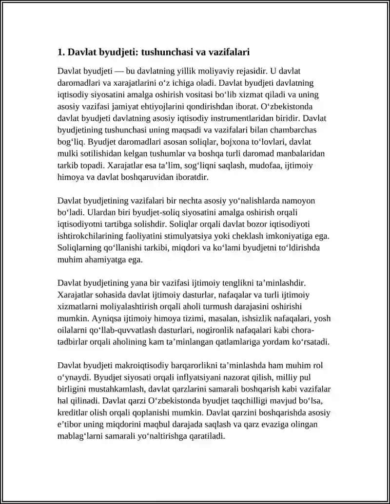 DAVLAT BYUDJETI VA DAVLAT QARZI. O‘ZBEKISTON DAVLAT BYUDJETINING IJROSI 3