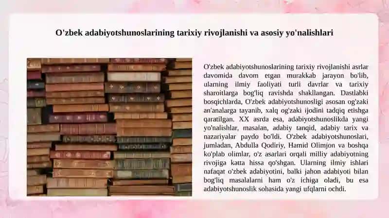 O'zbek adabiyotshunoslari va ularning fan rivojida tutgan oʻrni 3