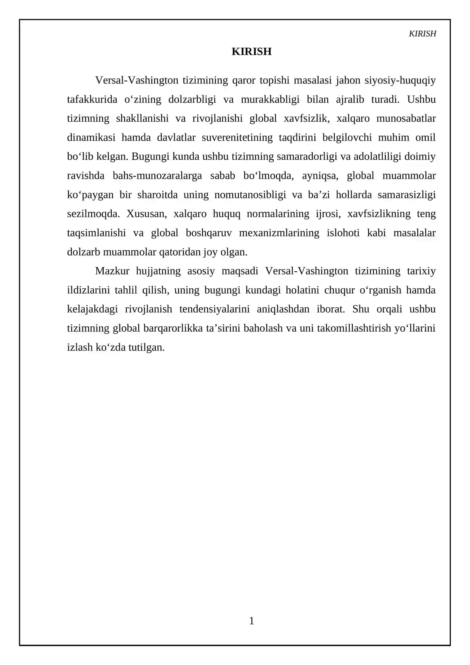 Versal-Vashington tizimining qaror topishi 3