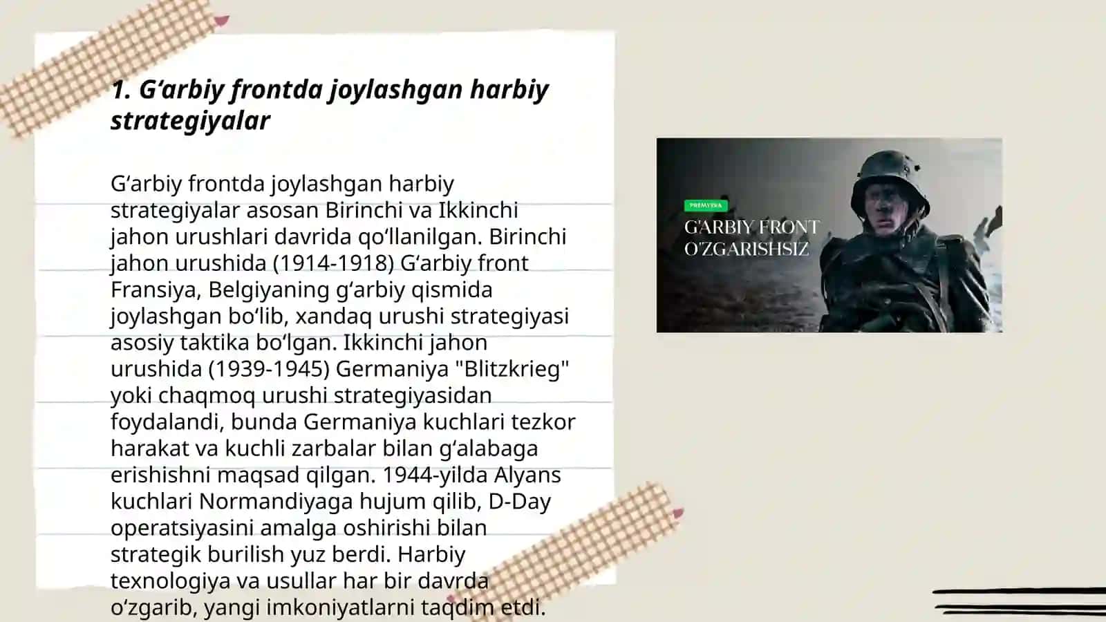 G‘arbiy frontda Joylashgan Harbiy Strategiyalar 3
