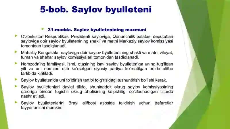 O`zbekiston Respublikasi Saylov Kodeksi 3
