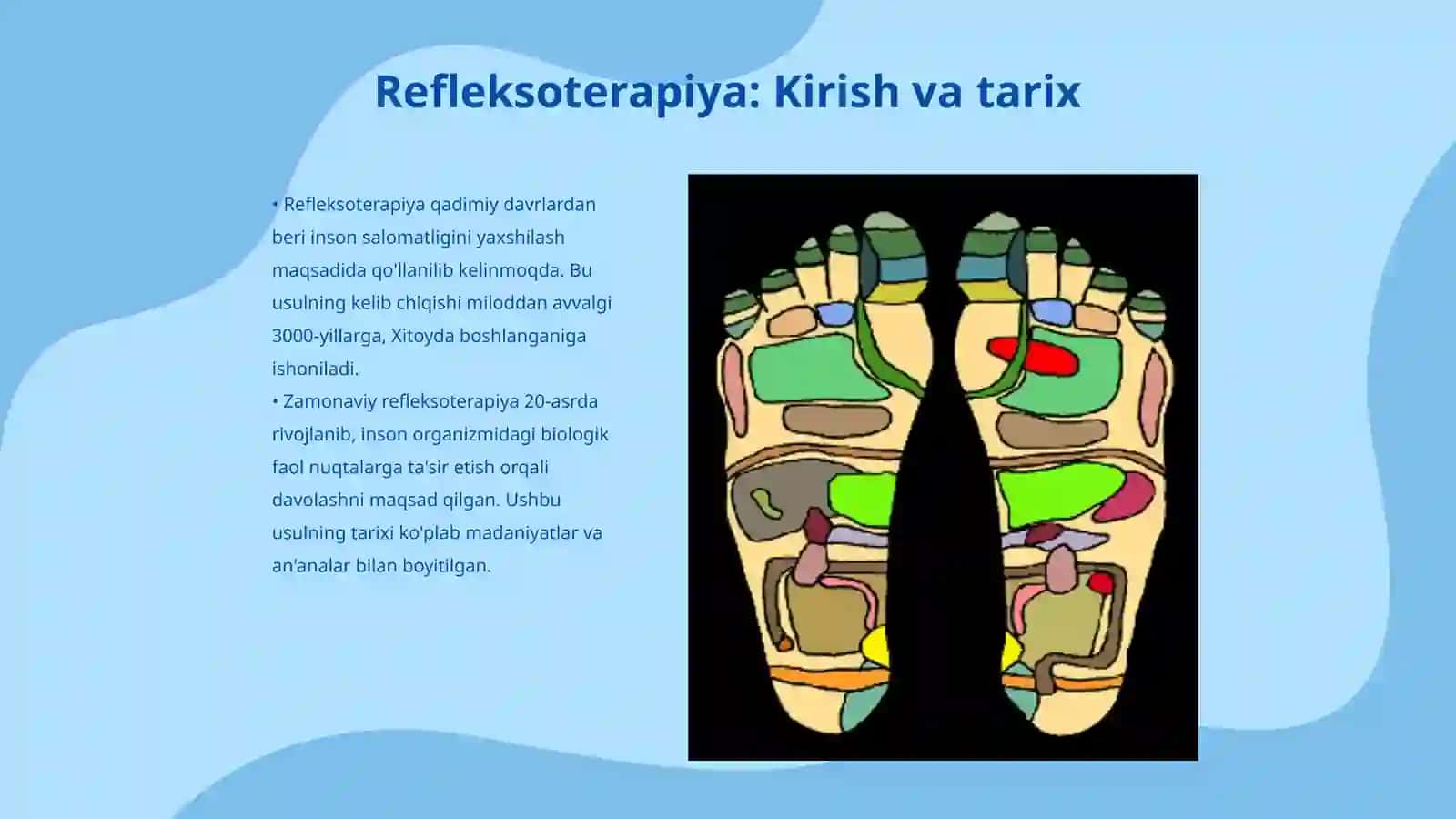 Biologik faol nuqtalarga va sohalarga zamonaviy reflektor ta’sir usullari, korporal refleksoterapiya, mikroignalar bilan refleksoterapiya, kranial refleksoterapiya terma refleksoterapiya 3