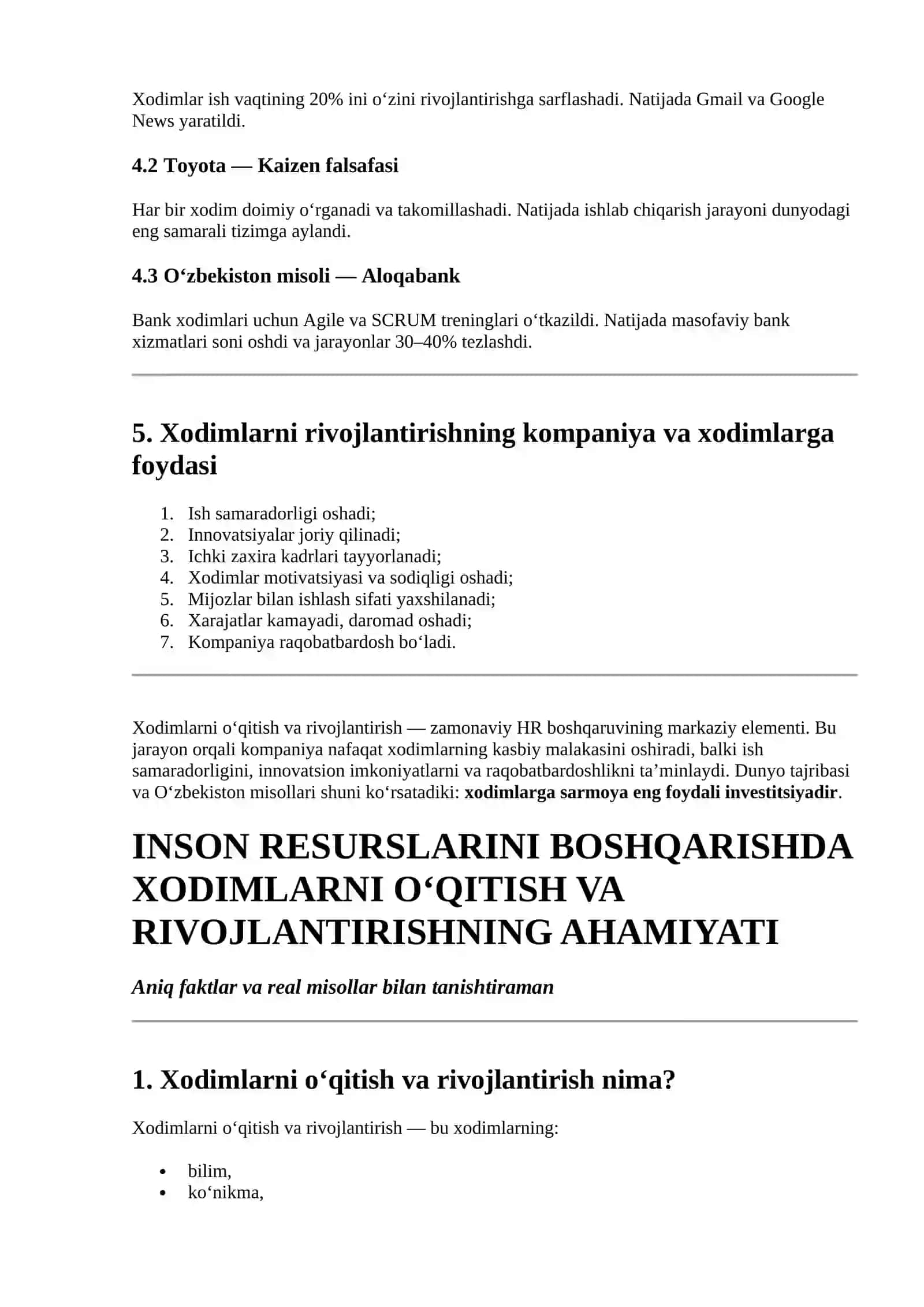 INSON RESURSLARINI BOSHQARISHDA XODIMLARNI O‘QITISH VA RIVOJLANTIRISHNING AHAMIYATI 3