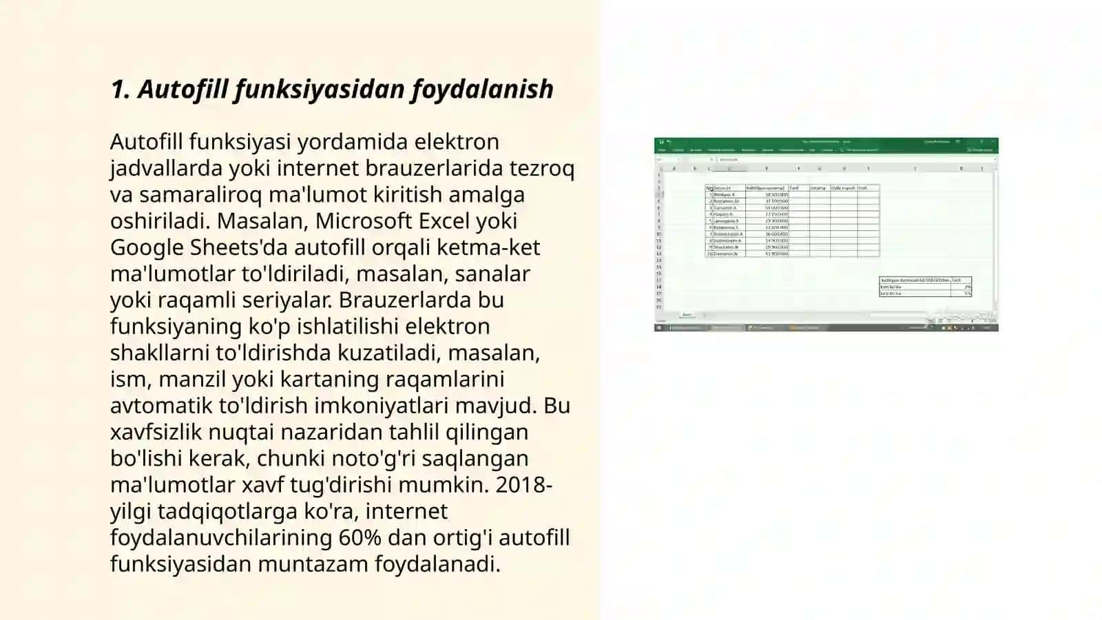 Excel dasturida avtotoʻldirishlar va avtohisoblashlar 3