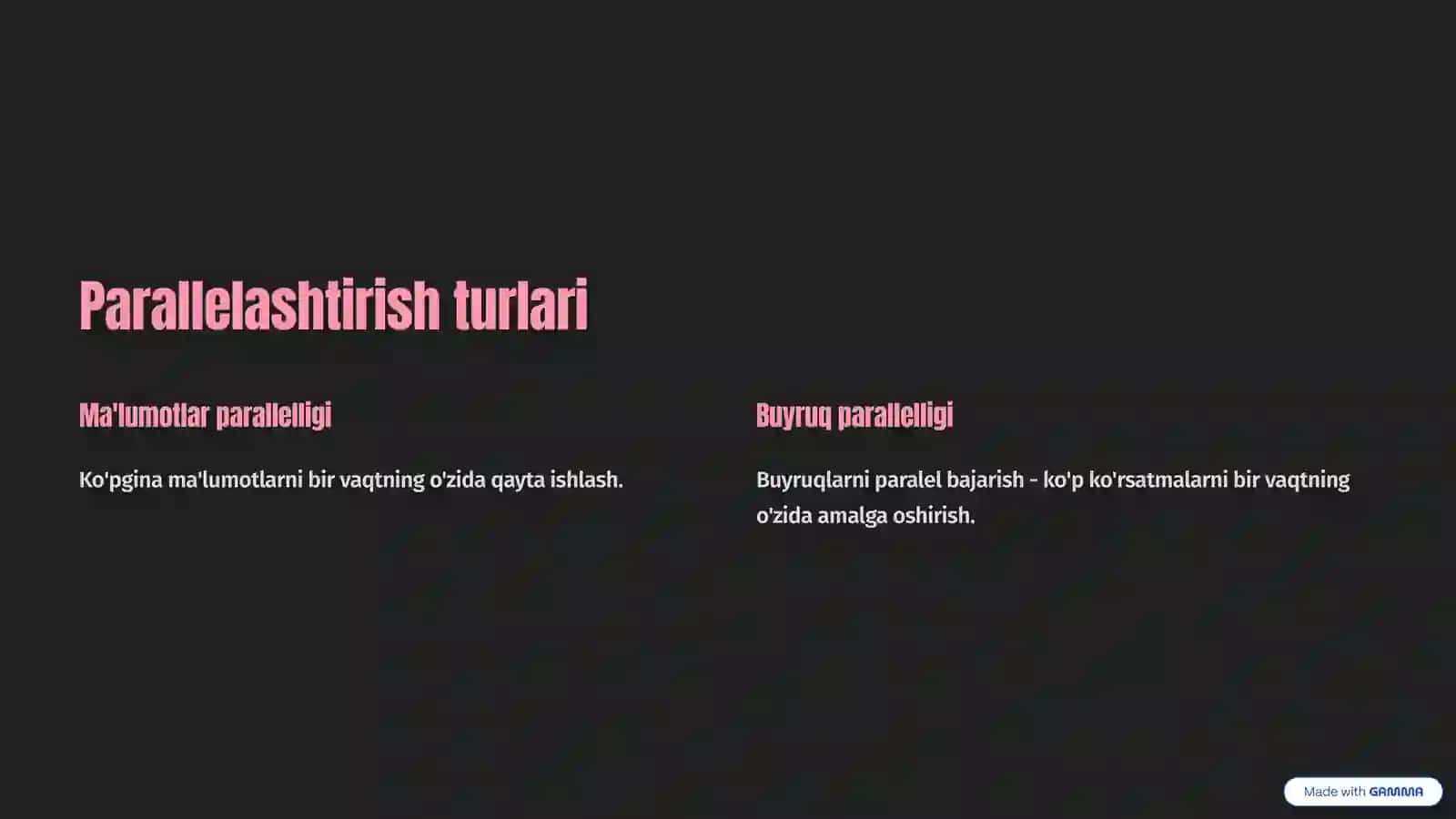 Protsessorlarda zamonaviy parallelashtirish texnologiyalari Muallif: Temur Sharipov 3