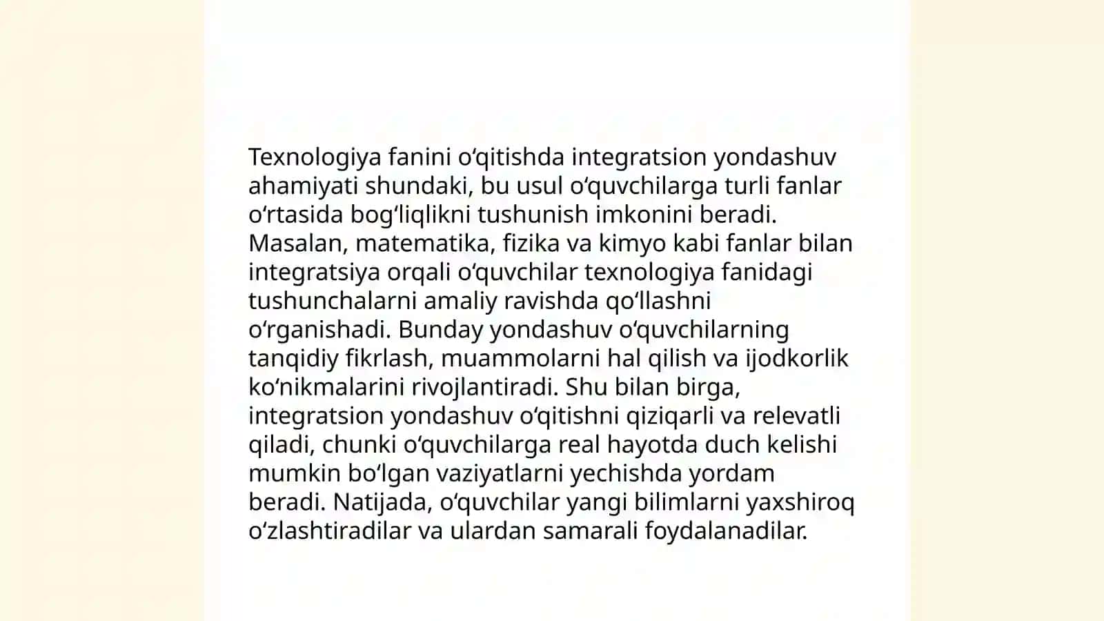 Texnalogiya fani darslariga integratsion yondashuv 3