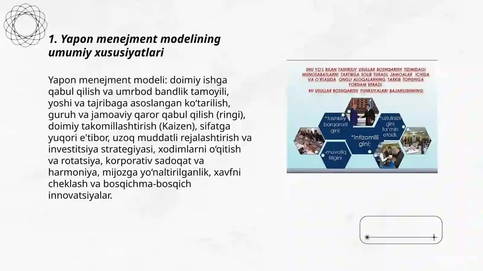Yapon menejmenti modelining o'ziga xosligi 3