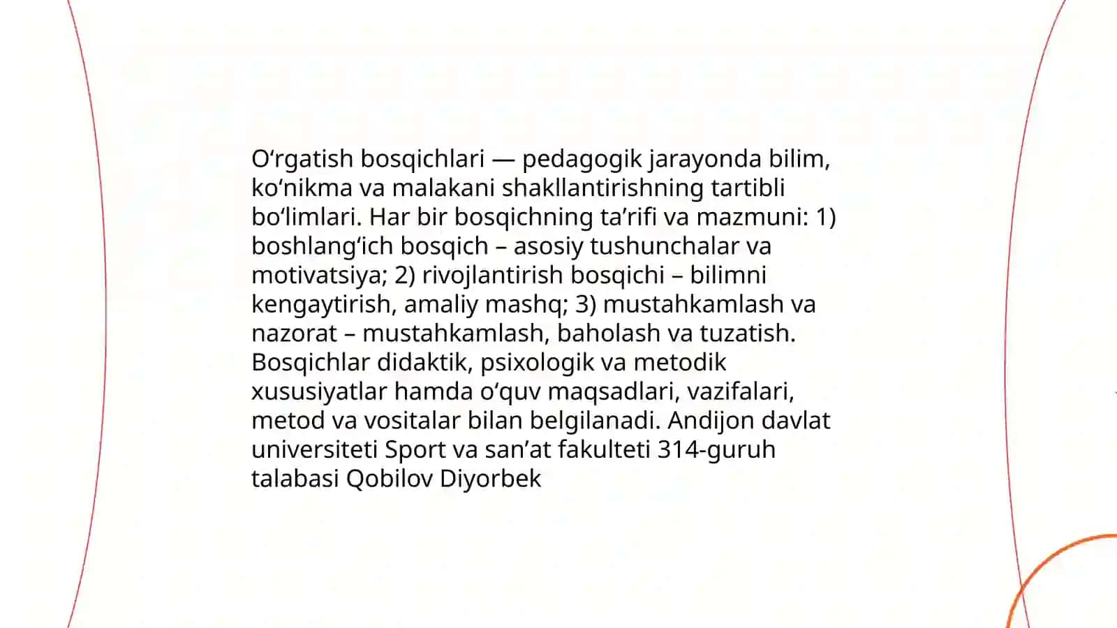 Oʻrgatish bosqichlarining asosiy yoʻnalishi va xususiyatlari 3