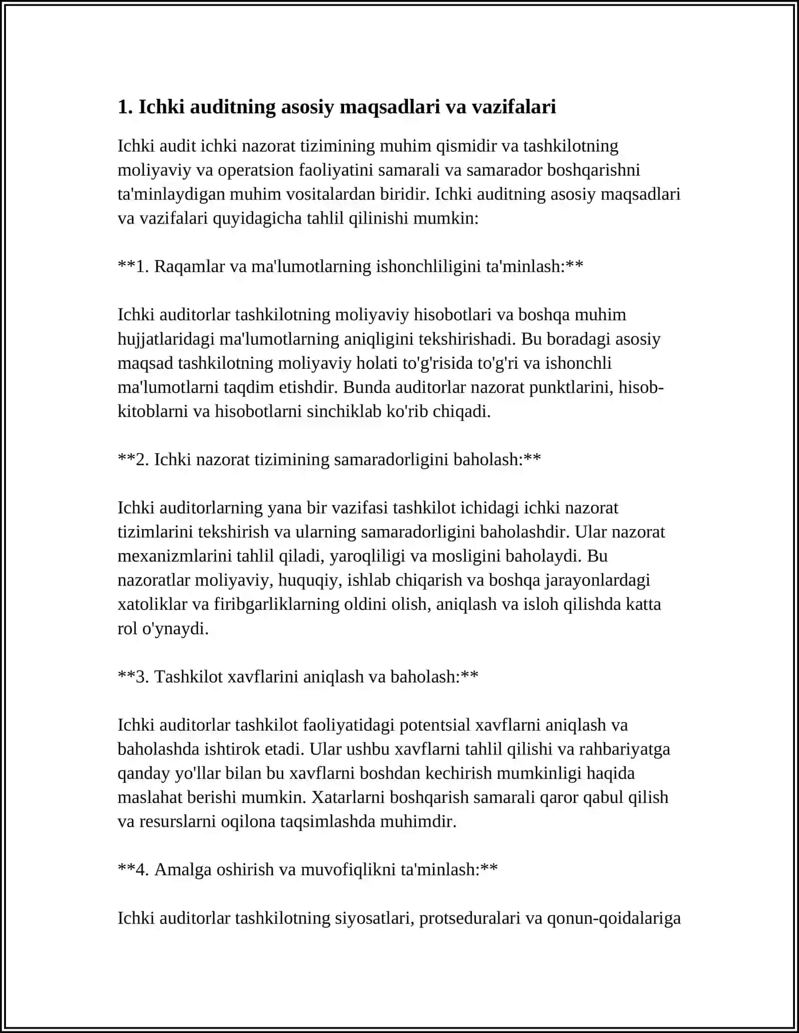 TIJORAT BANKLARIDA ICHKI AUDITORIGA QO’YILGAN TALABLAR 3