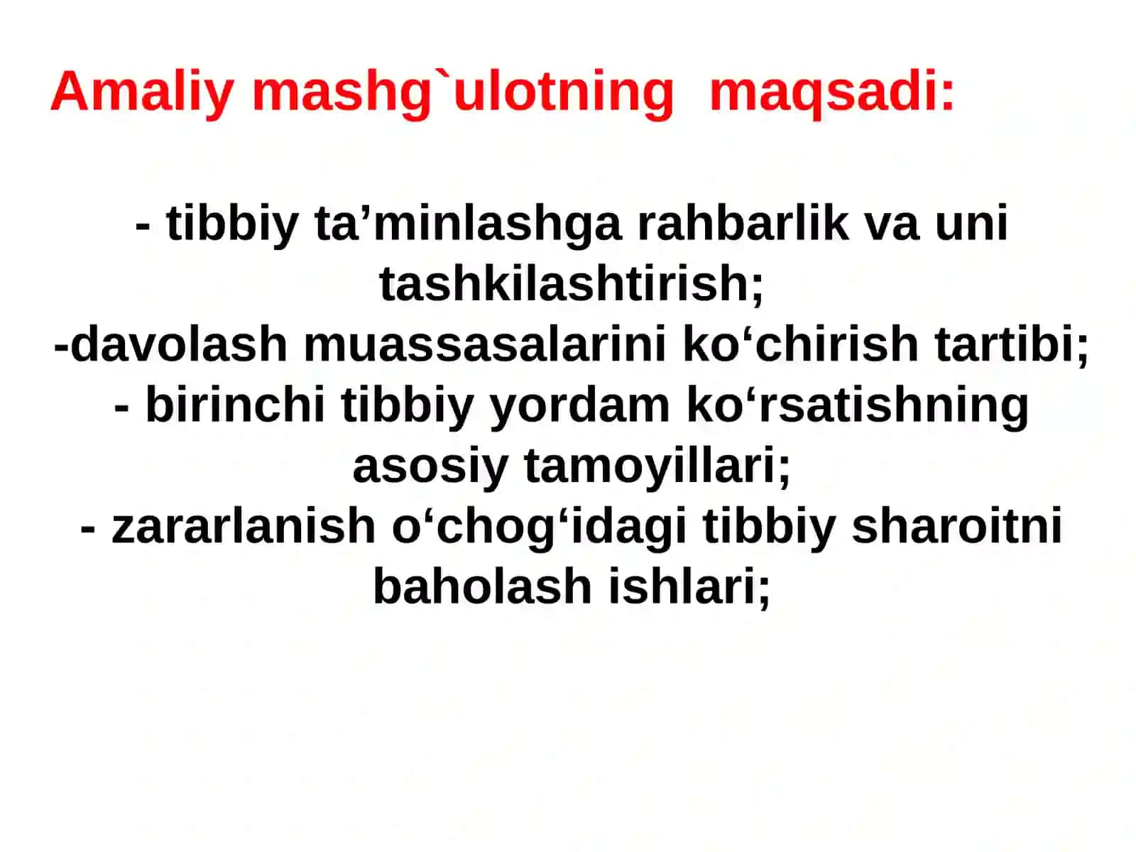 FAVQULOTDA VAZIYATLARDA SHIKASTLANGAN FUQAROLARNI DAVOLASH – EVAKUATSIYA TADBIRLAI (DET) NI TASHKILLASH 3