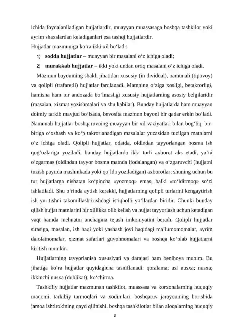 ISH YURITISH HUJJATLARI VA ULARGA QO‘YILGAN ASOSIY TALABLAR 3