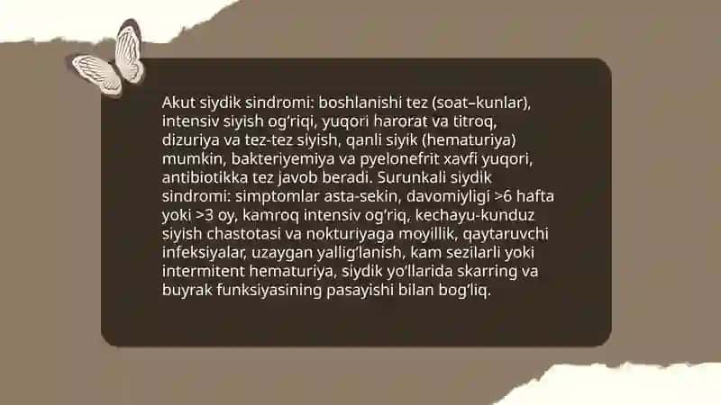 Siydik sindromini qiyosiy taqqoslash 3