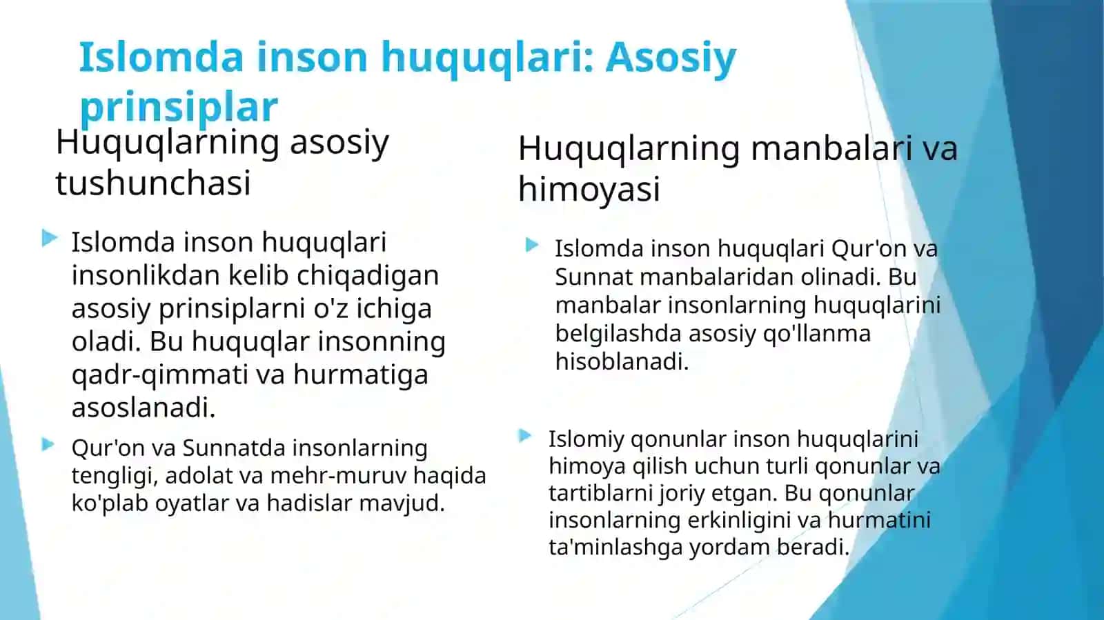 Islomda inson huquqlari himoyasi,ijtimoiy tenglik, adolat va tolerantlik 3