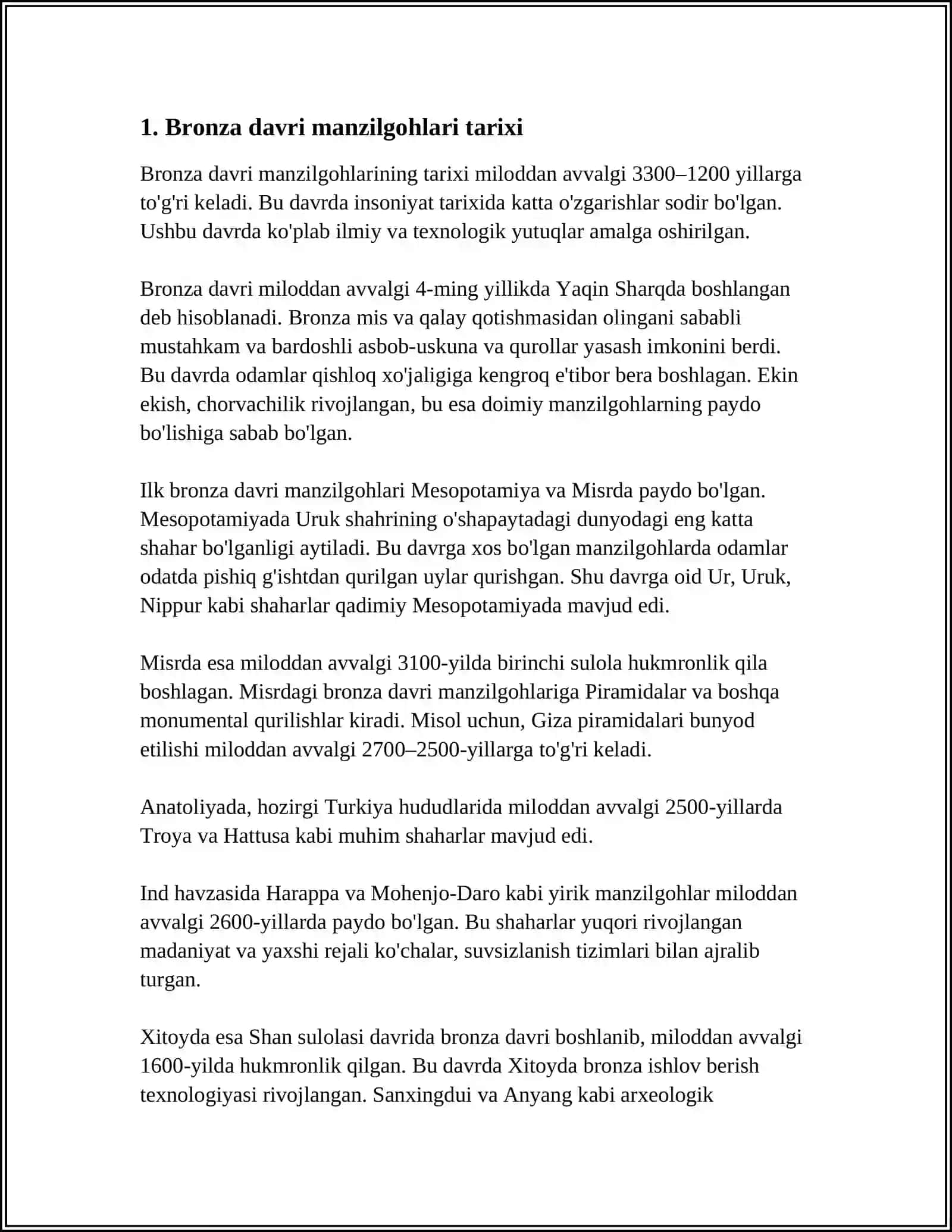 BRONZA DAVRI MANZILGOHLARI 3