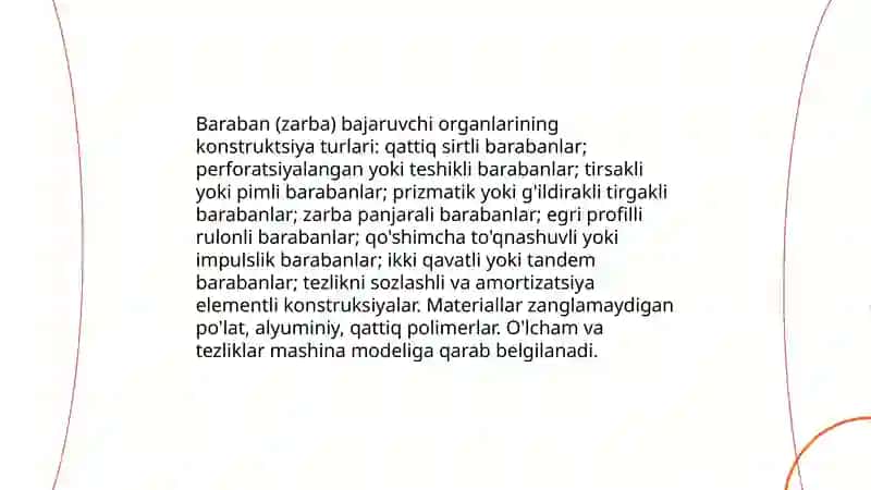 Baraban (zarba) bajaruvchi organlarining konstruktsiya turlari 3