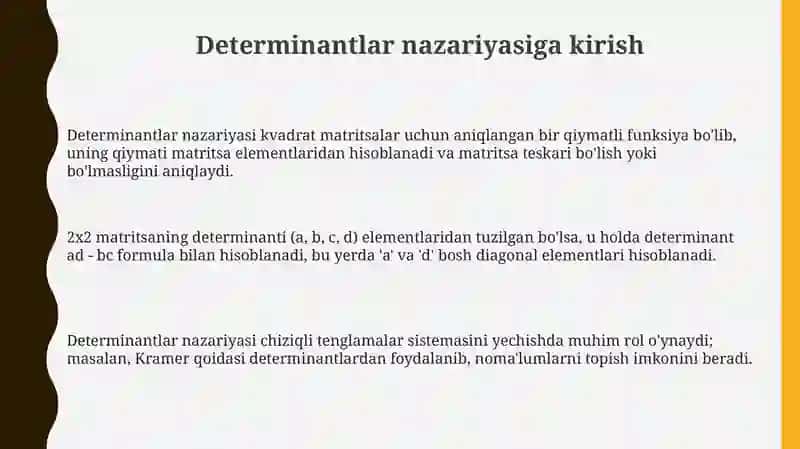 Matritsalar nazariyasi 3