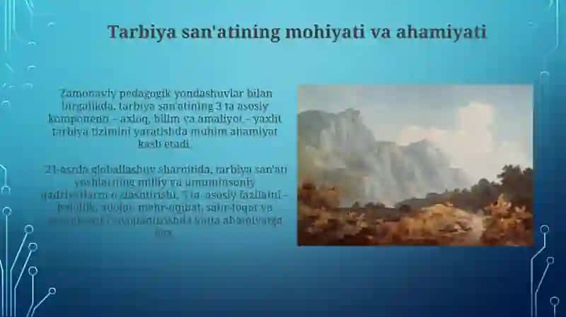 Tarbiya fani o‘qitishda badiiy pedagogika imkoniyatlaridan foydalanish 3