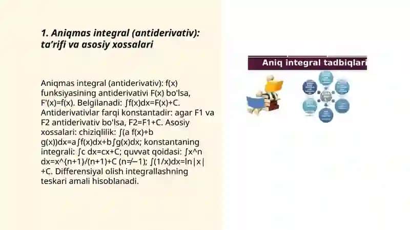 Aniqmas va aniq integrallar, aniq integralning tadbiqlari 3