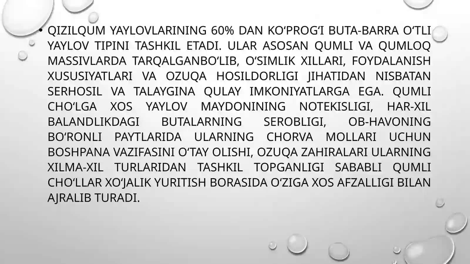 Qumli cho‘lda o‘suvchan yalpi 320 turning 174 tasi qumni sevuvchi 3