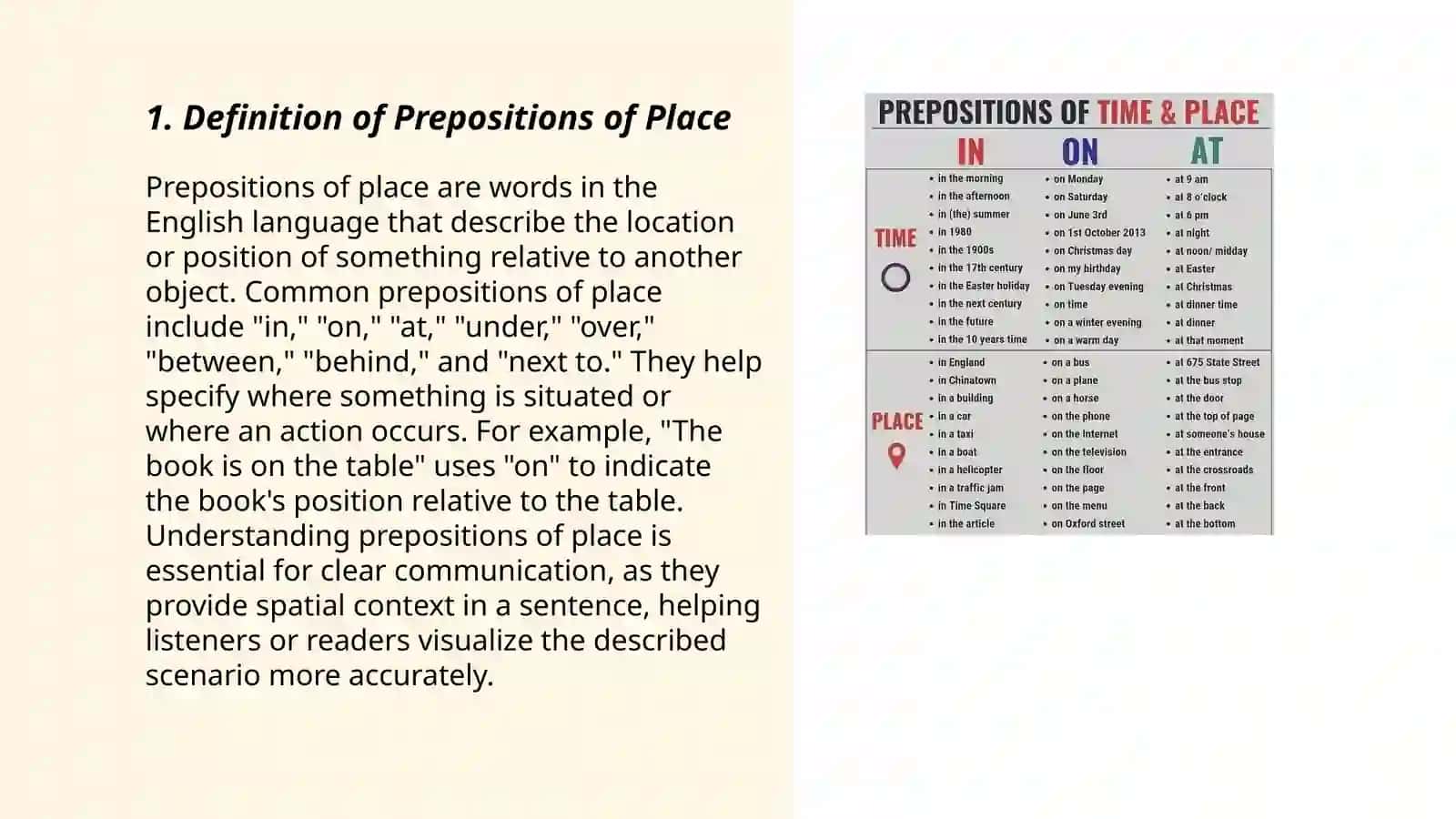 Prepositions of place 3