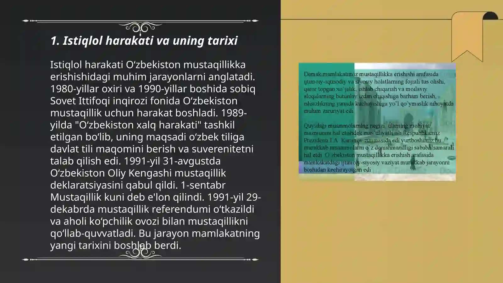 Mustaqillikka erishish arafasida Oʻzbekistondagi ijtimoiy siyosiy jarayonlar 3
