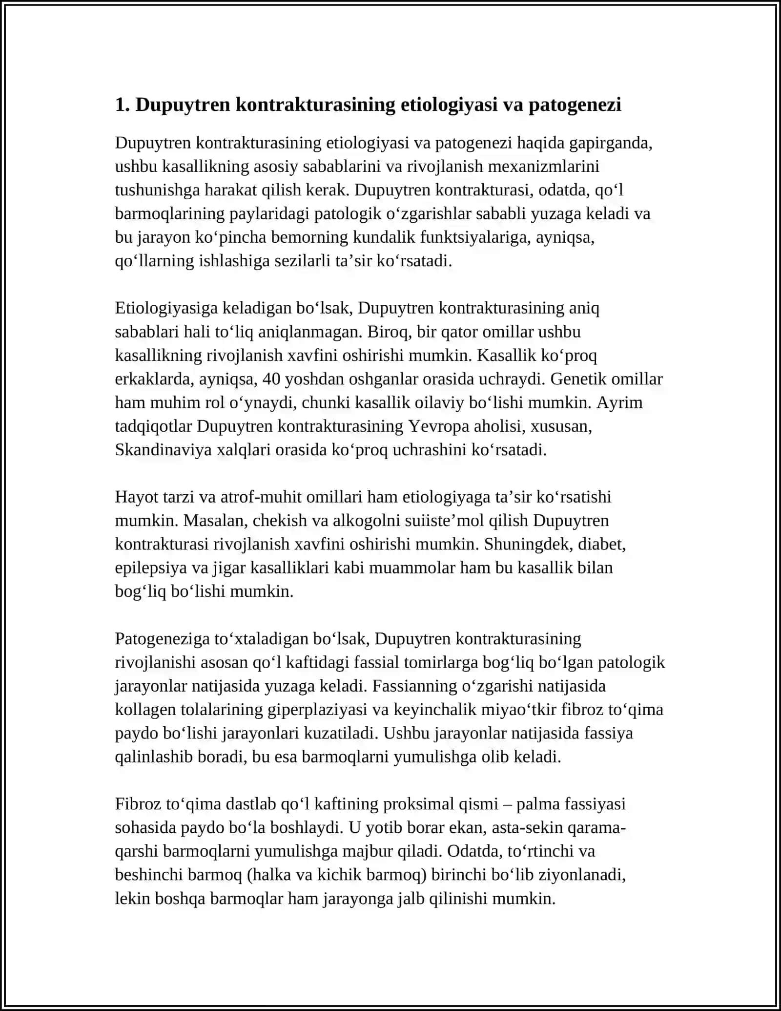 DYUPYUITREN KONTRAKTURASI. QÒL OYOQ BARMOQLAR PAYLARINI SHIKASTLANISHLARI 3