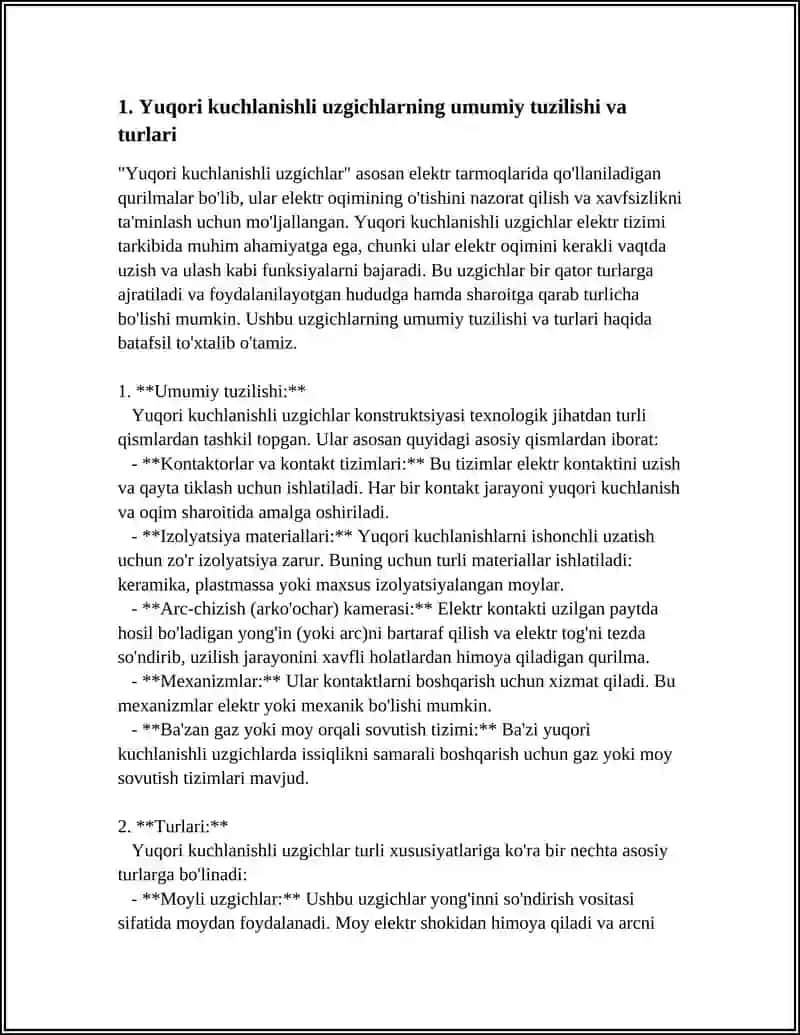 YUQORI KUCHLANISHLI UZGICHLAR.MOYLI BAKLI UZGICHLAR 3