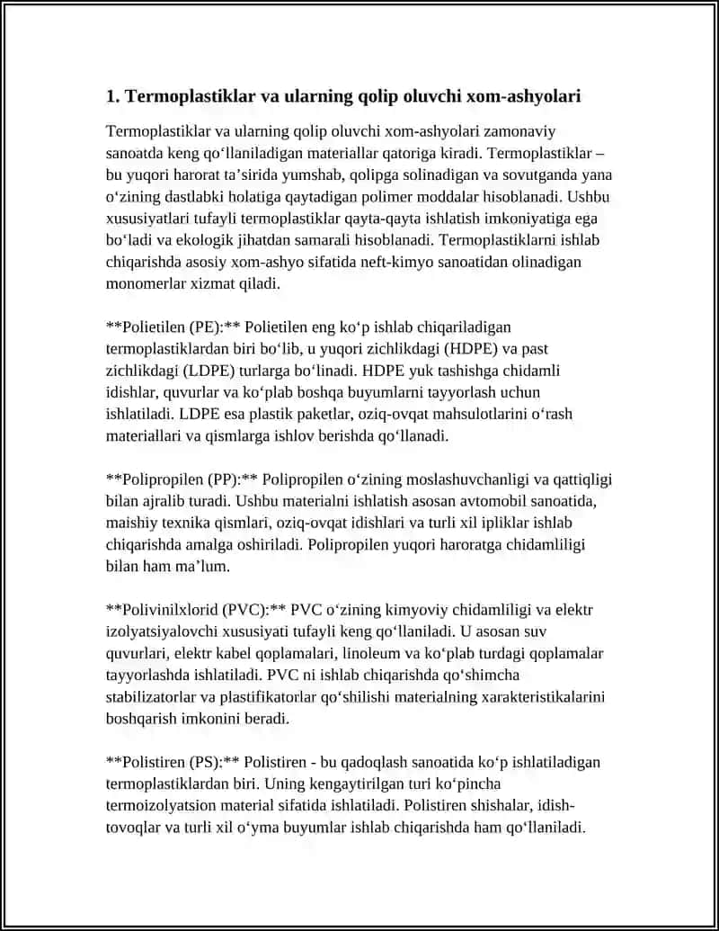 ZAMONAVIY QOLIP OLUVCHI XOM-ASHYOLAR TASNIFI 3