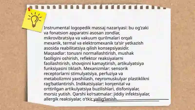 Logopedik massajda instrumental (biror anjom, zondlar vositasidan) ta'sir etish metodlari 3