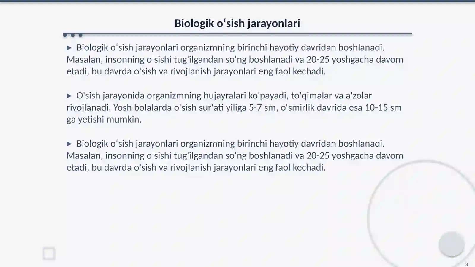 Organizmning oʻsishi rivojlanishi va qarish 3